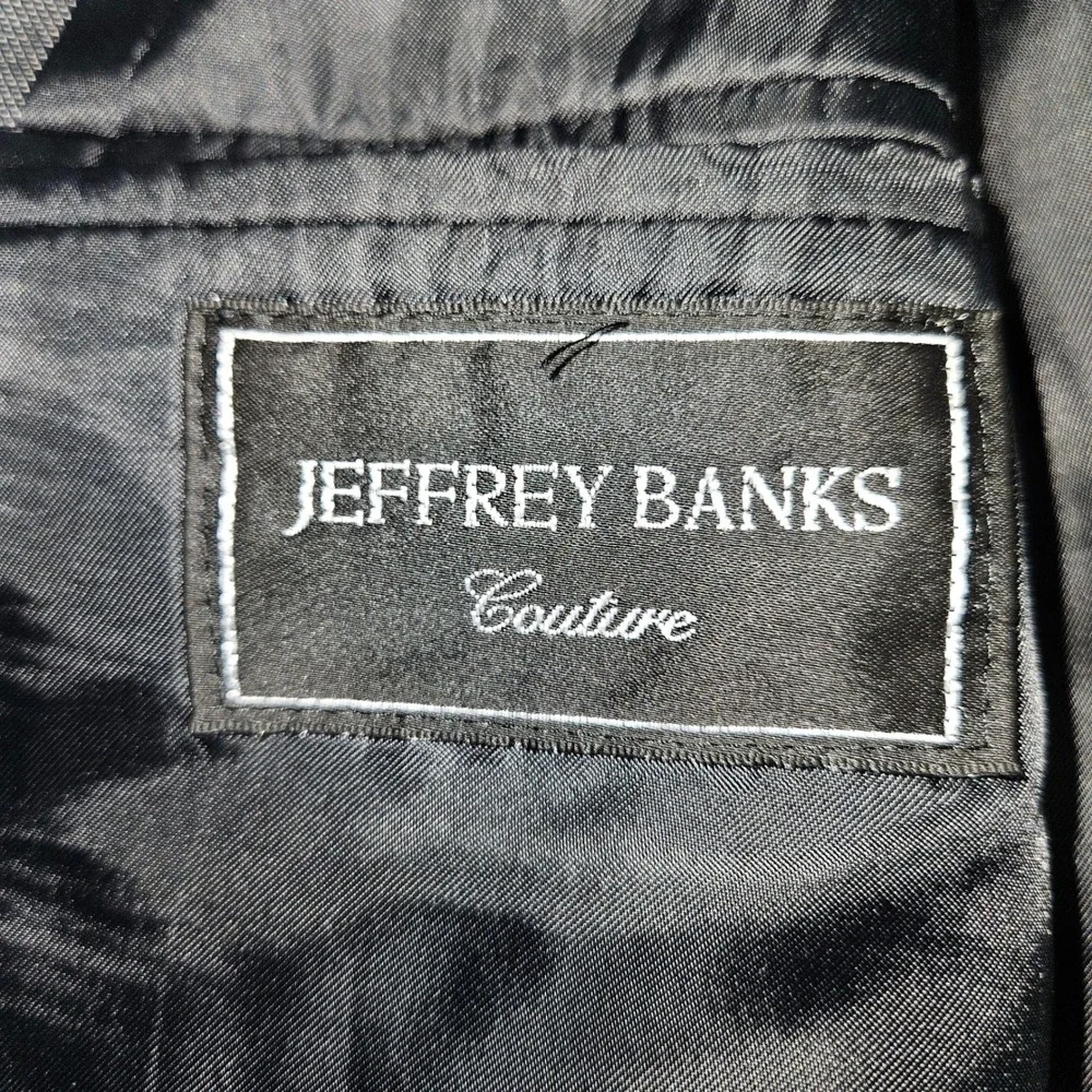 VTG Jeffrey Banks Couture Blazer Suit Jacket Grey Sharkskin Sz 44L